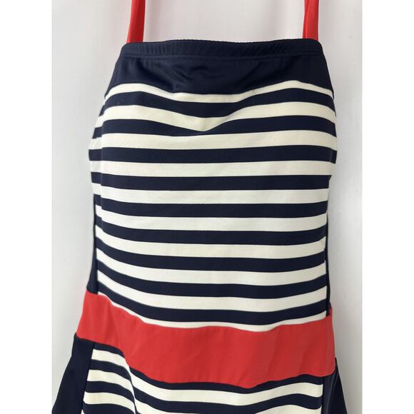 Boden Santorini Halterneck Swimsuit 1 Piece Red Navy White Stripe US Size 8 - Picture 5 of 14